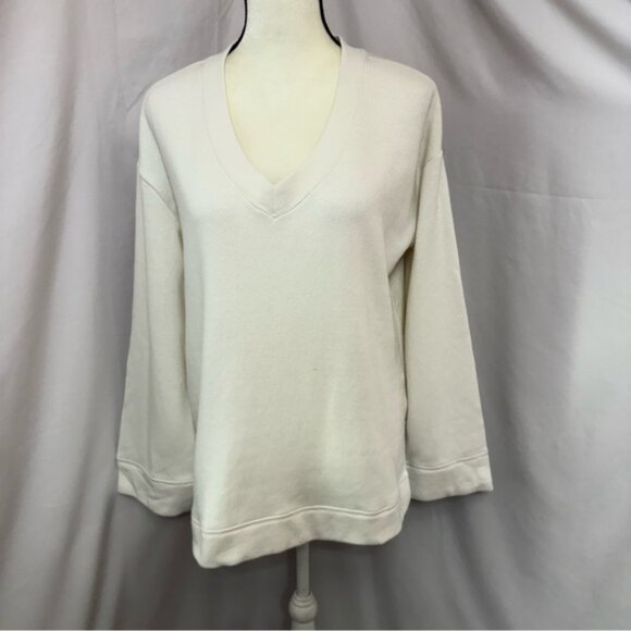 NWT Z Supply Cream Pullover V Neck Long Sleeve Sweatshirt Size S #2002 - Picture 1 of 8